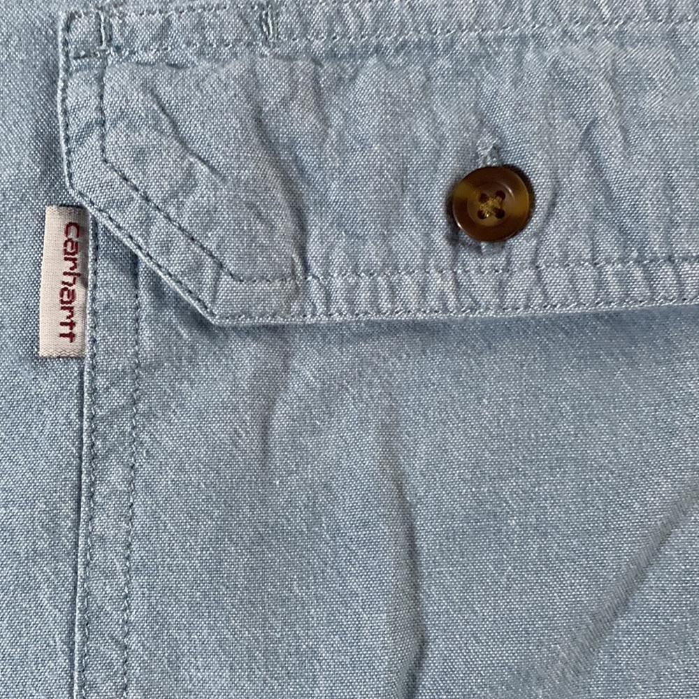 Men’s Carhartt blue, long sleeve shirt. Size XL. Chest approx 25 1/2 inches - Picture 12 of 12
